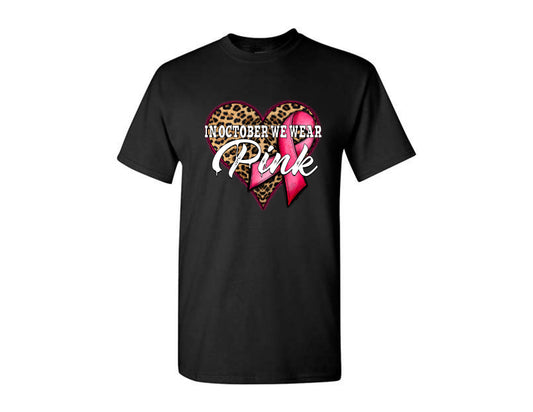 In October We Wear Pink (Leopard) Breast Cancer Awareness Shirt