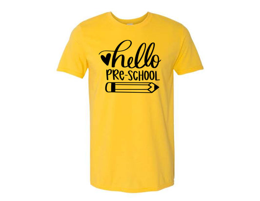 Yellow Hello Pre-school to 5th Grade Shirt